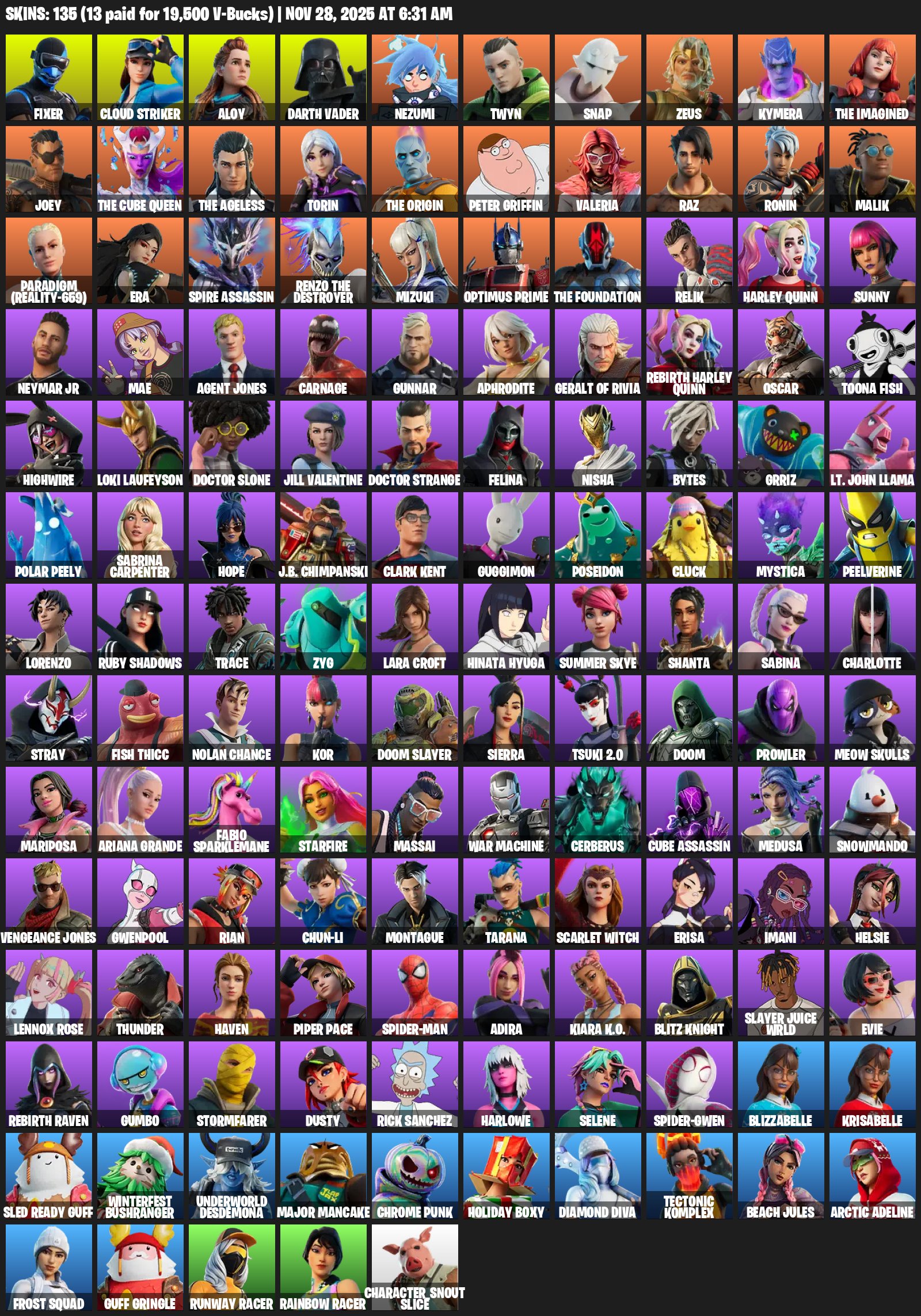 🎨 135 skins | 🌟 Fortnite account