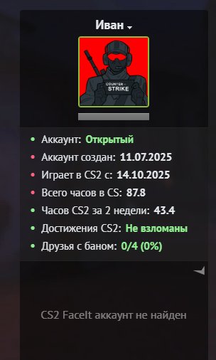 🌟 CS 2 PRIME | 🎯 FACEIT LVL 3 | 🕒 88 hours — Ready for Matches!