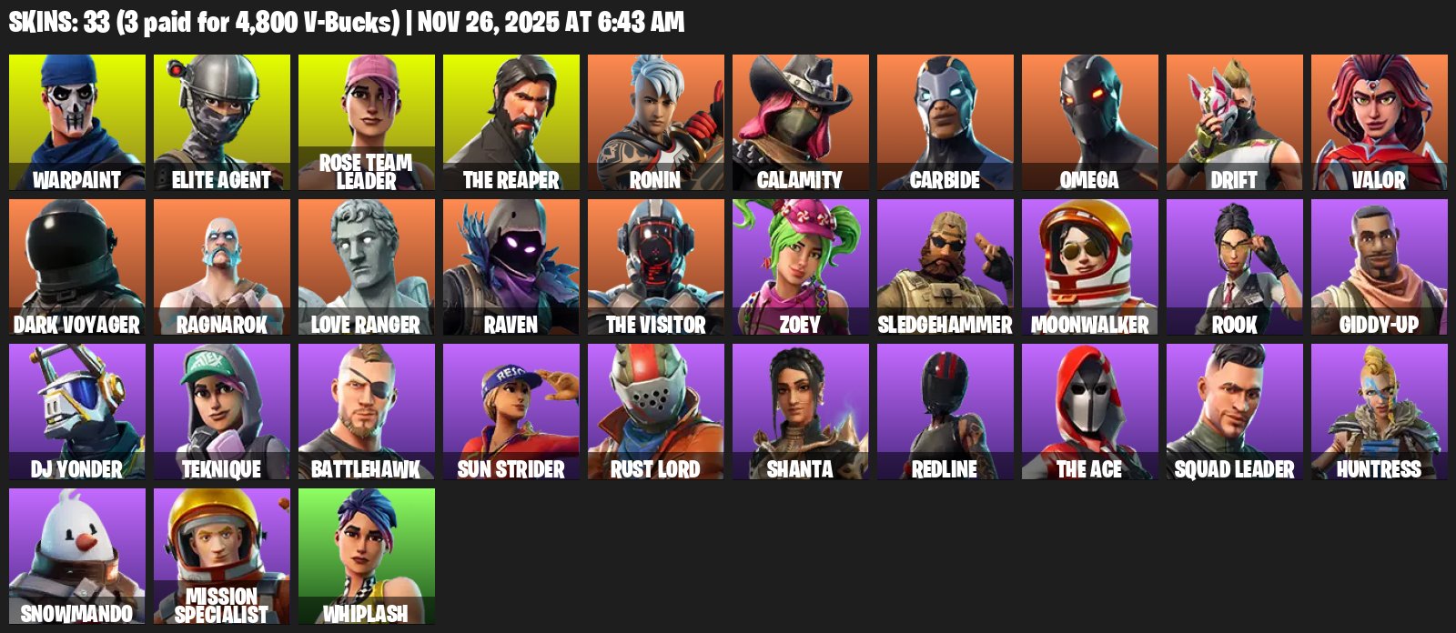 🎨 33 скіна | 🌟 Fortnite акаунт