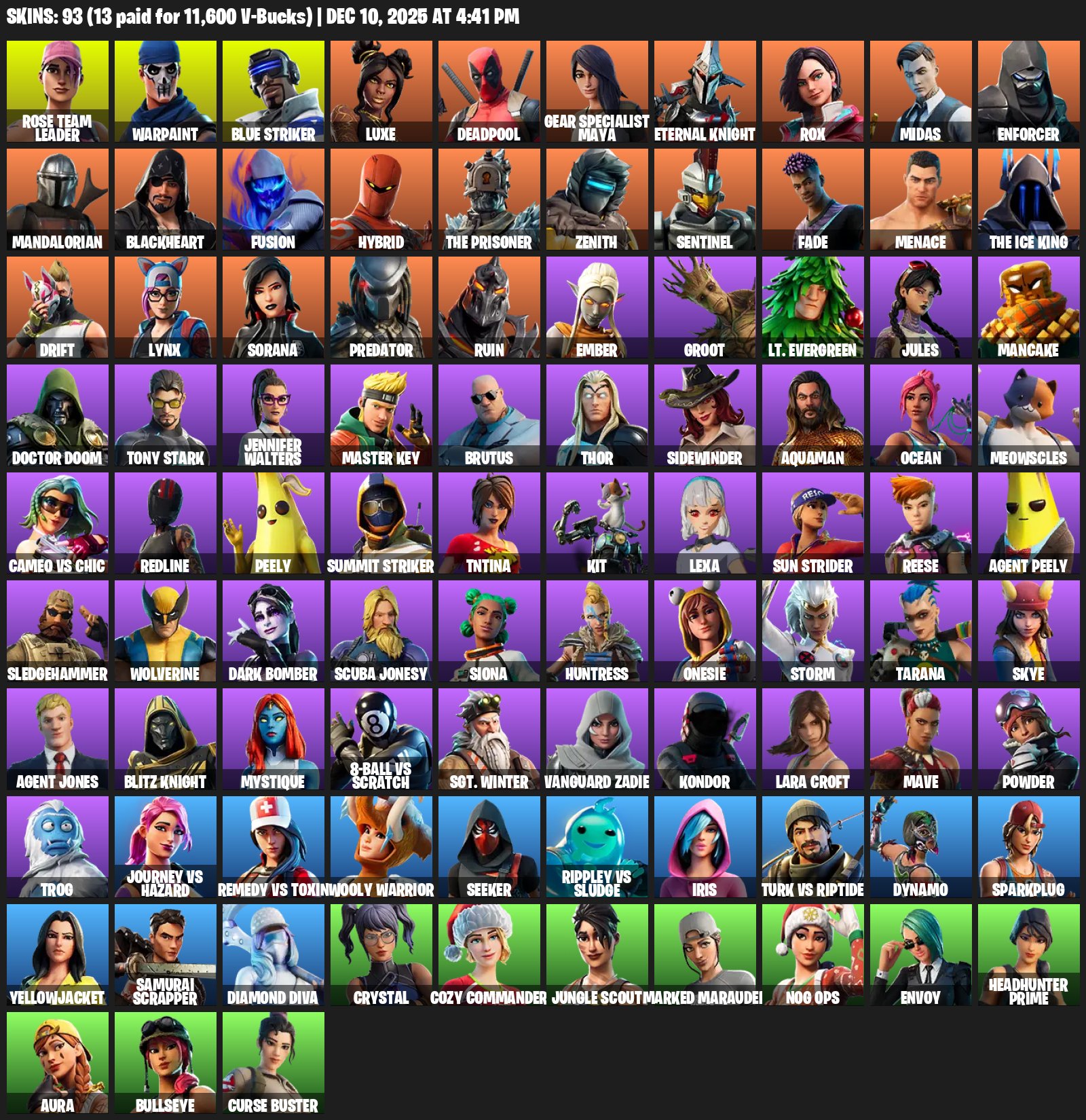 🎨 93 скина | 🌟 Fortnite аккаунт