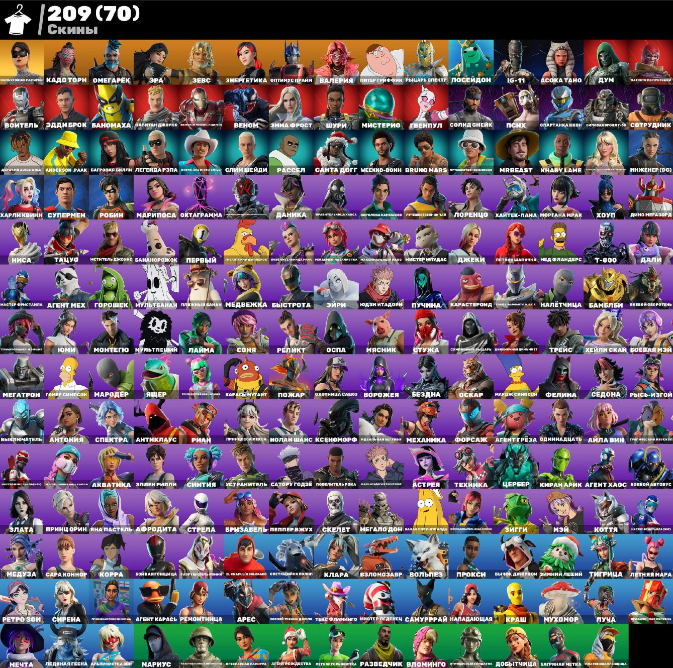 🎨 209 skins | 🌟 Fortnite account