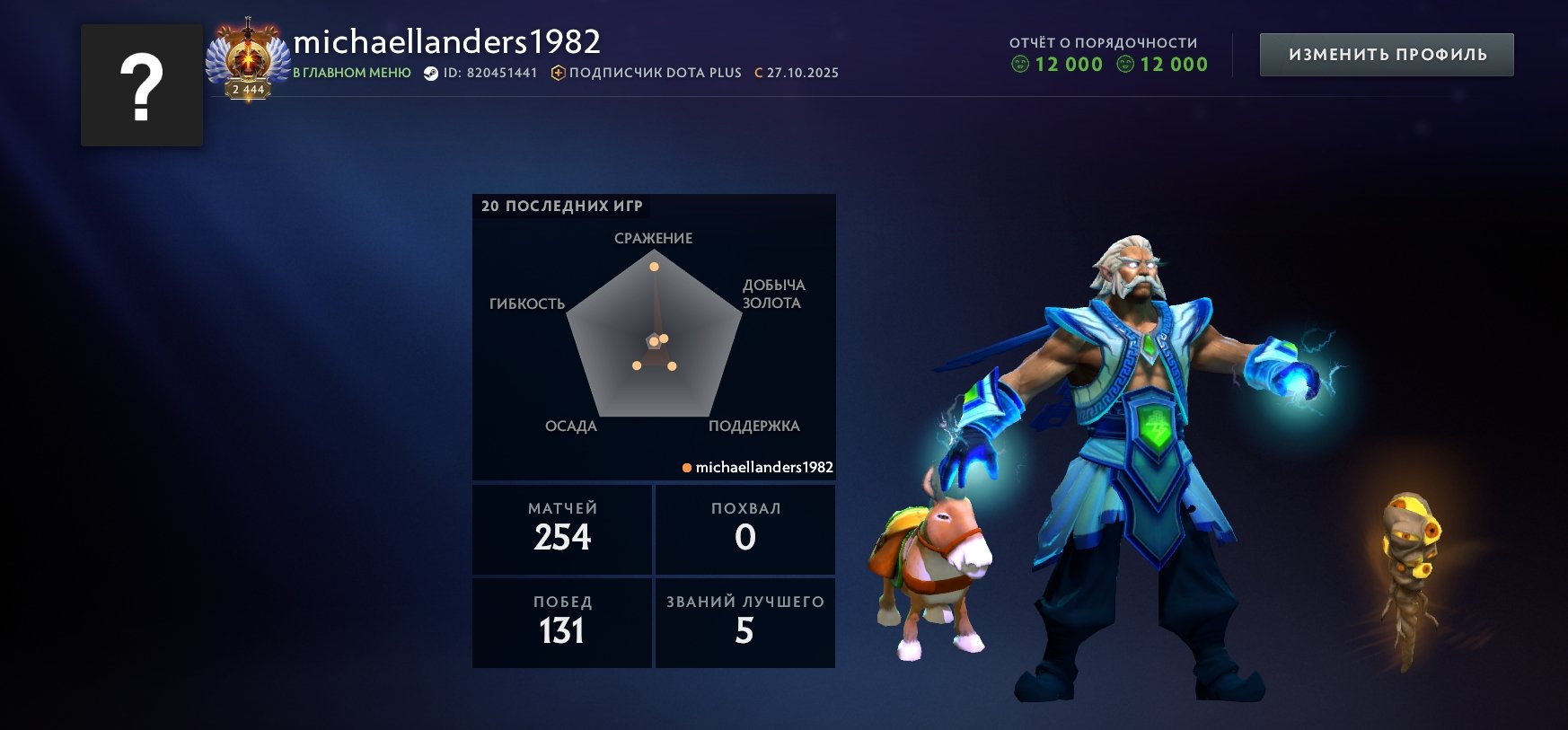 🏅 MMR 7742 | 🕒 220 hours | 🛡 12000