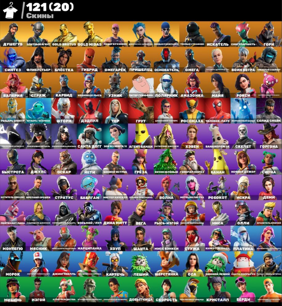 🎨 121 skins | 🌟 Fortnite account
