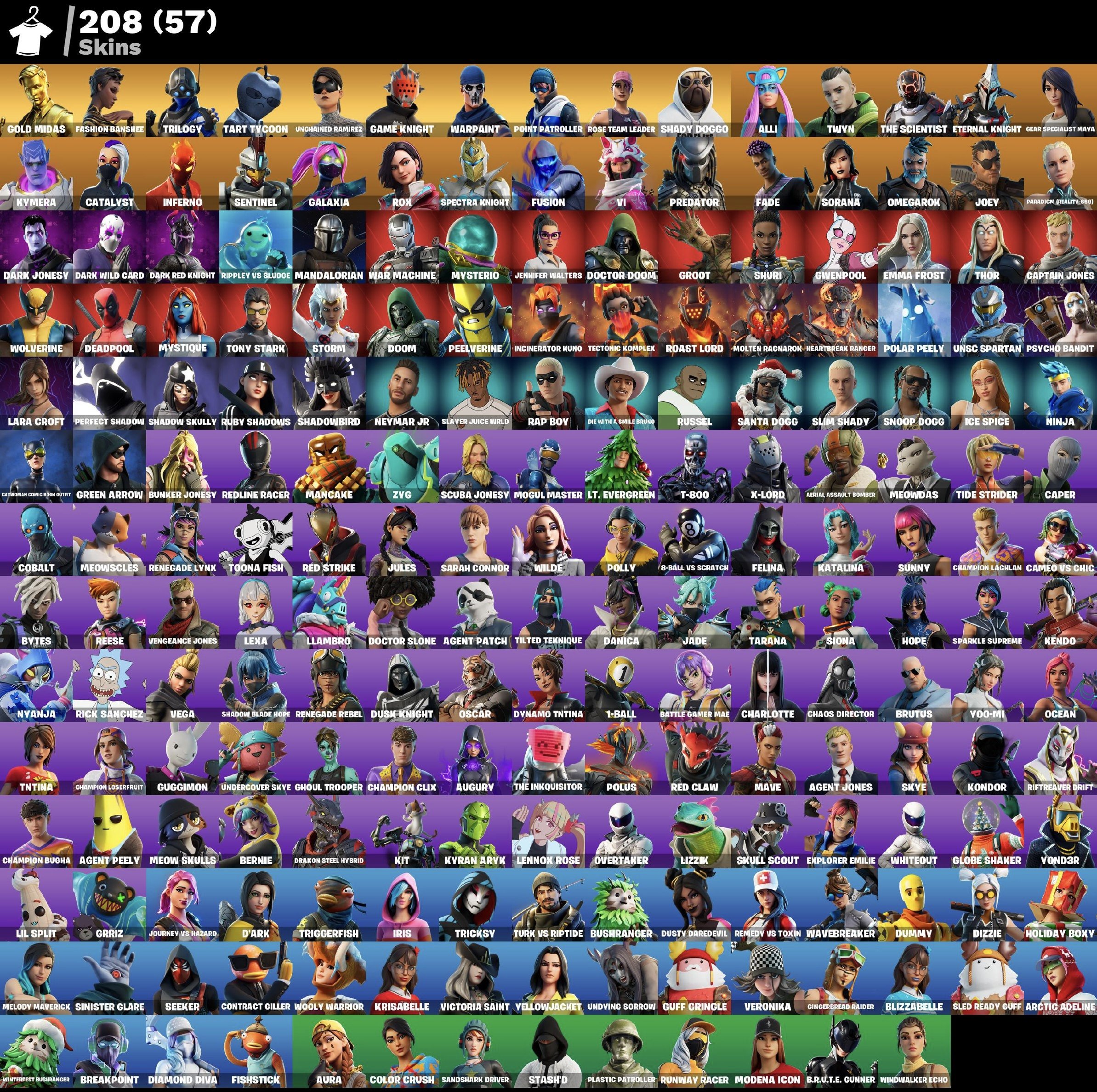 🎨 208 skins | 🌟 Fortnite account
