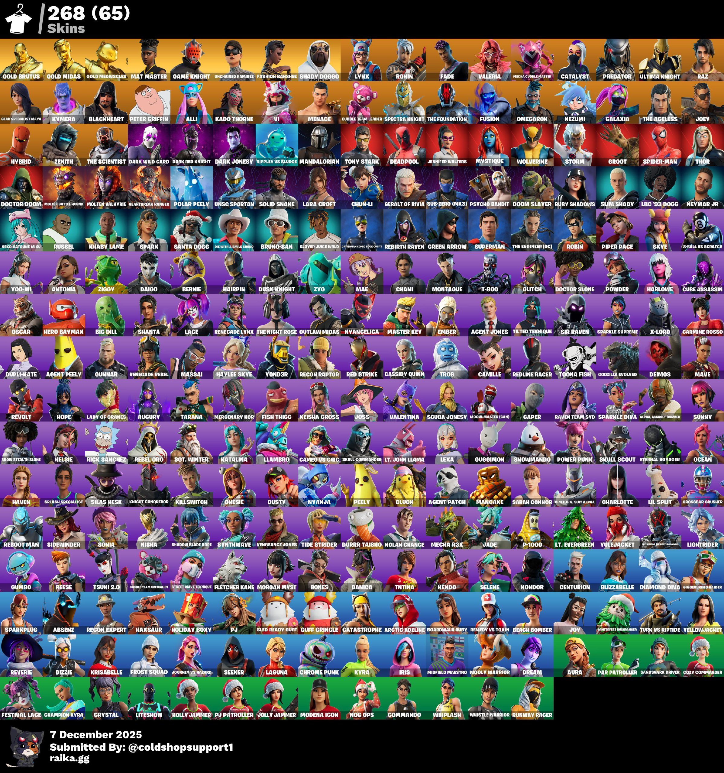 🎨 268 skins | 🌟 Fortnite account