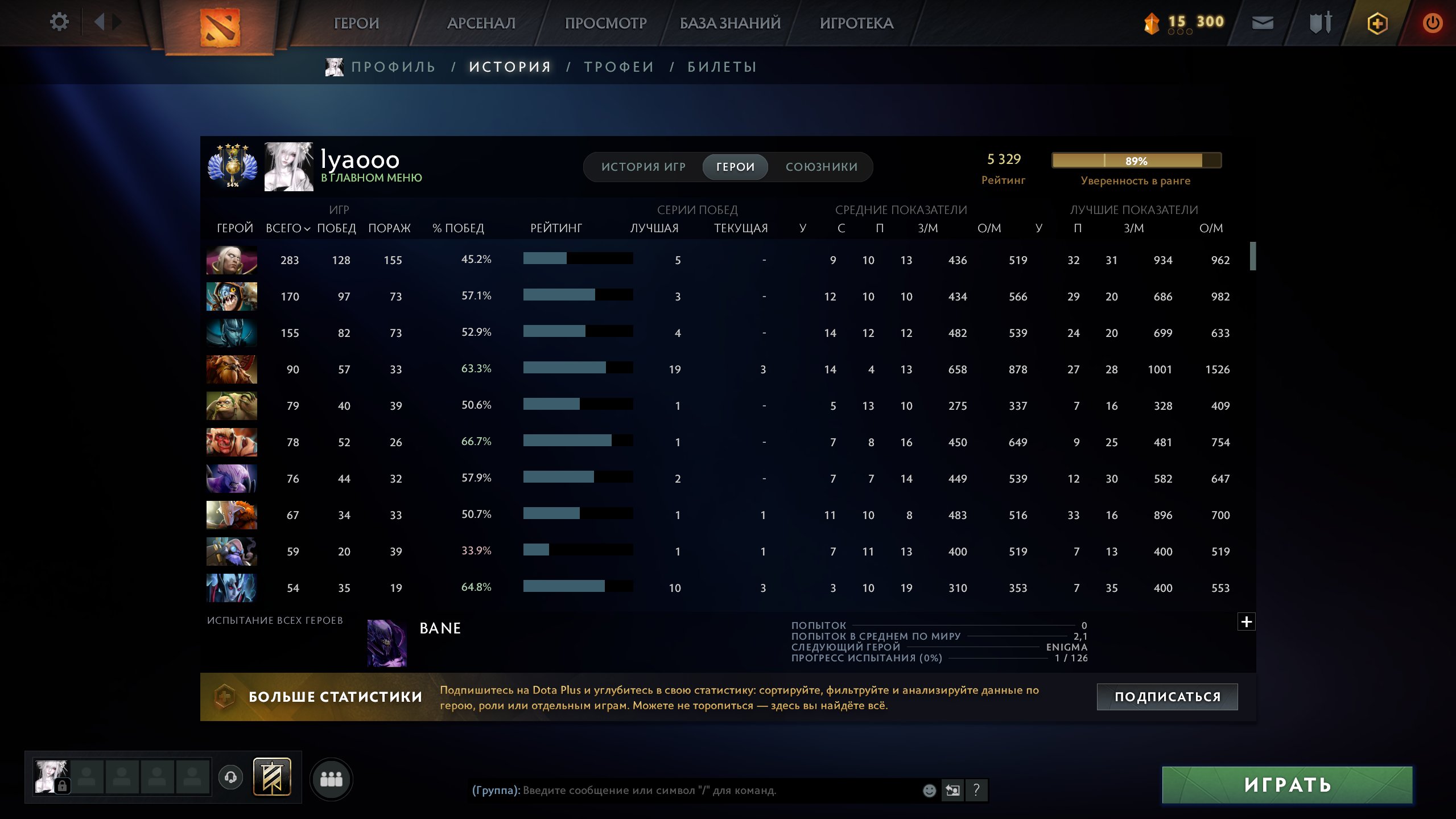 🏅 MMR 5300 | 🕒 3000 годин | 🛡 8000