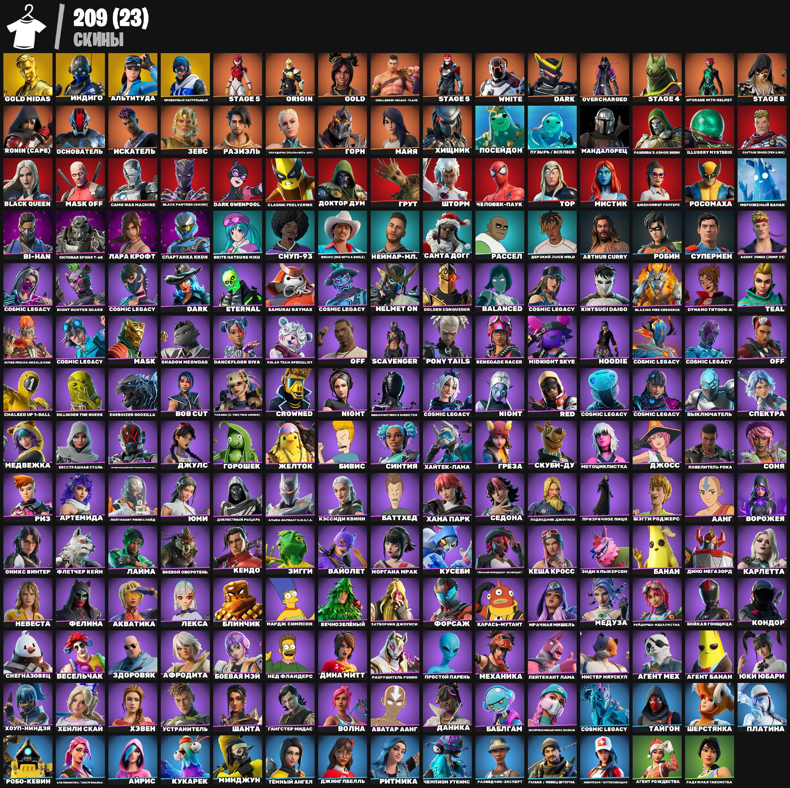 🎨 209 skins | 🌟 Fortnite account