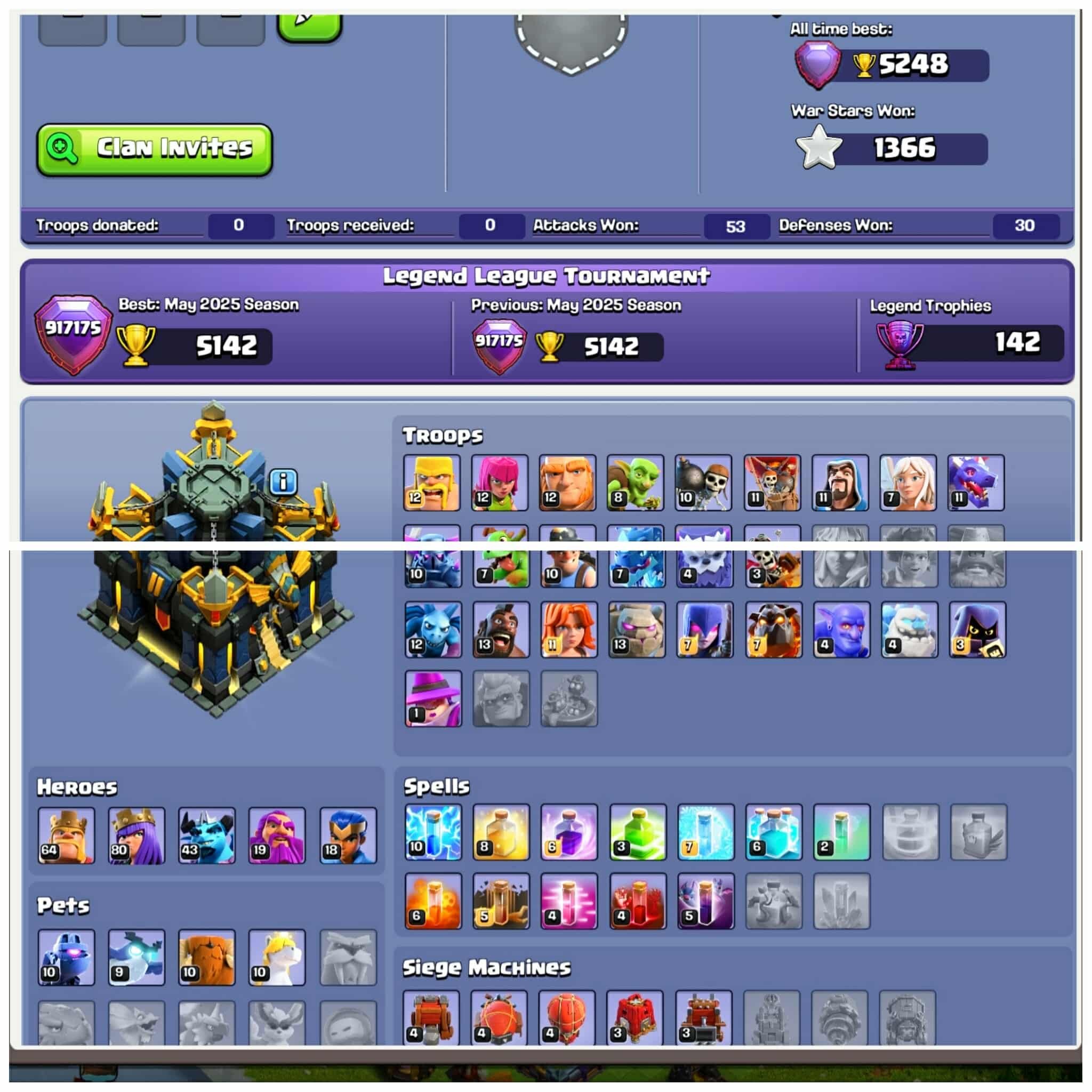 🏰 Clash of Clans акаунт | 17 ратуша | Рівень 80