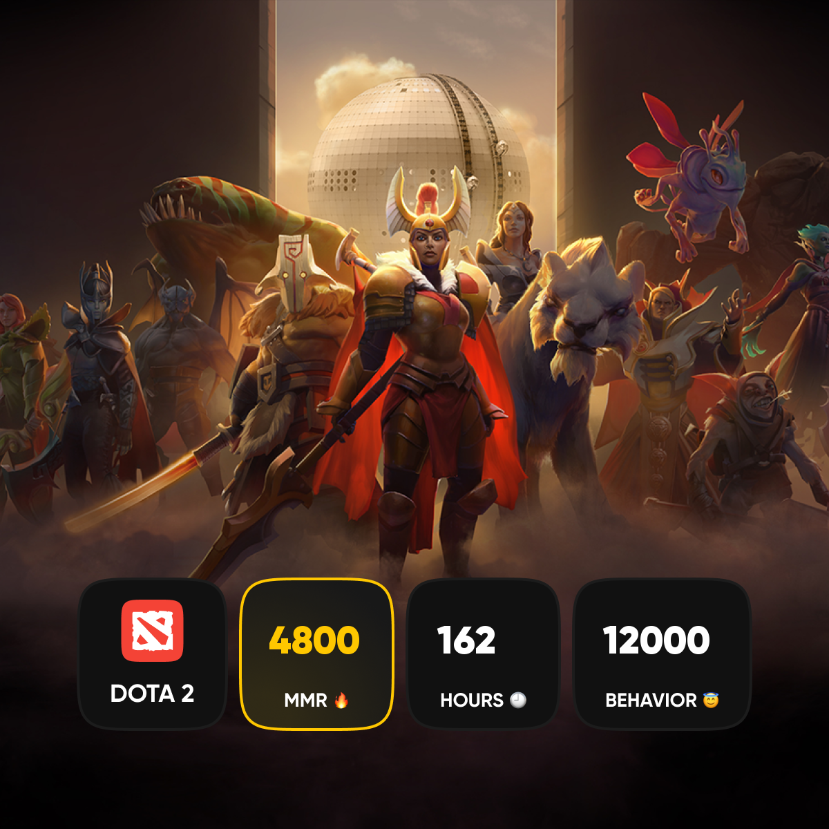🏅 MMR 4800 | 🕒 162 годин | 🛡 12000
