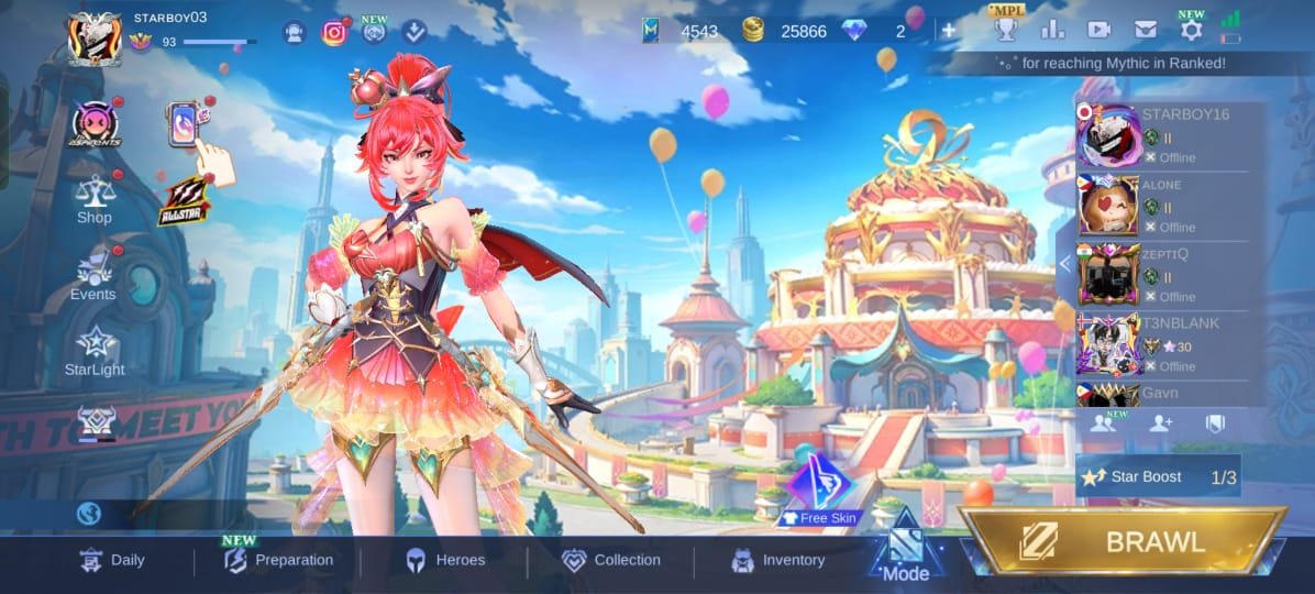 🎮 Mobile Legends account | Epic | 125 heroes | 281 skins