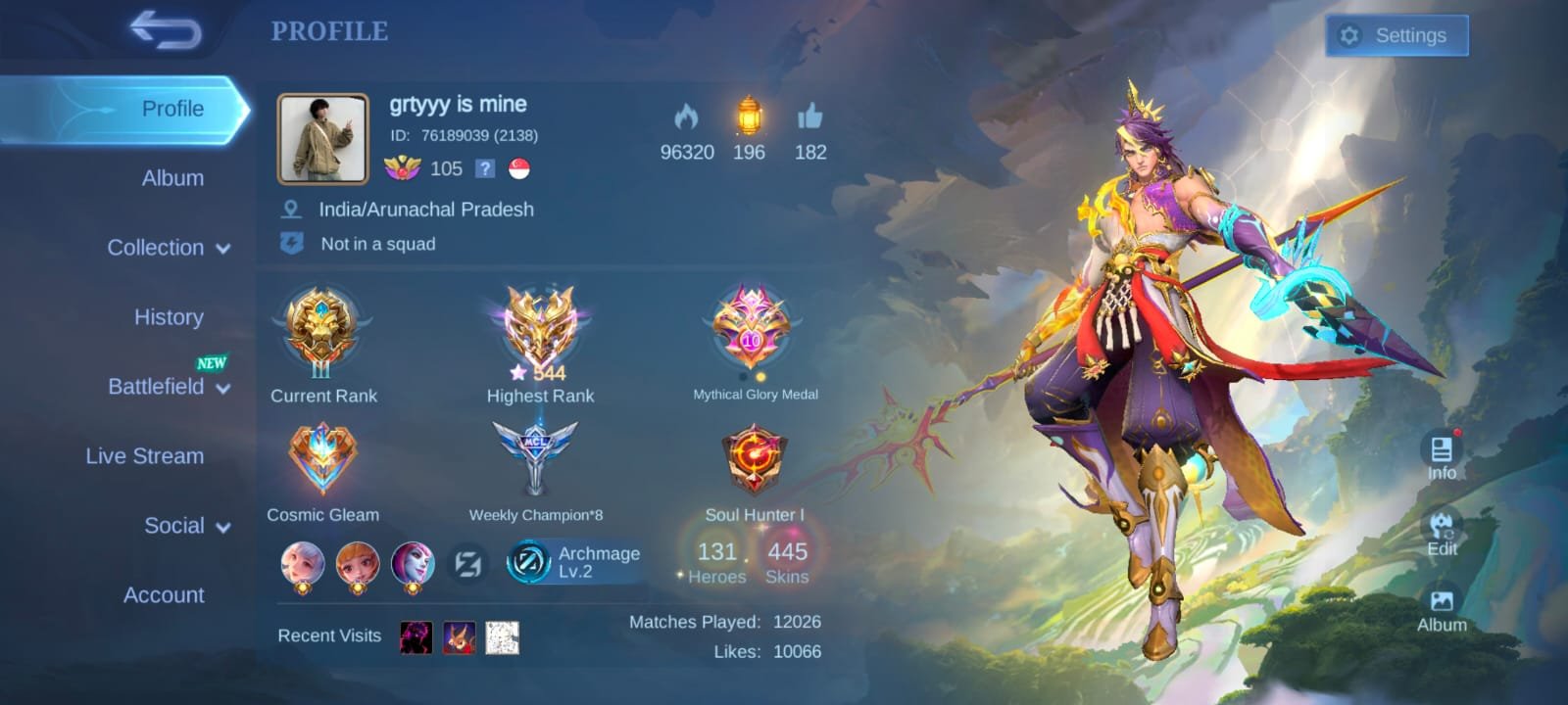 🎮 Mobile Legends аккаунт | Мифический Бессмертный | 131 героев | 445 обликов