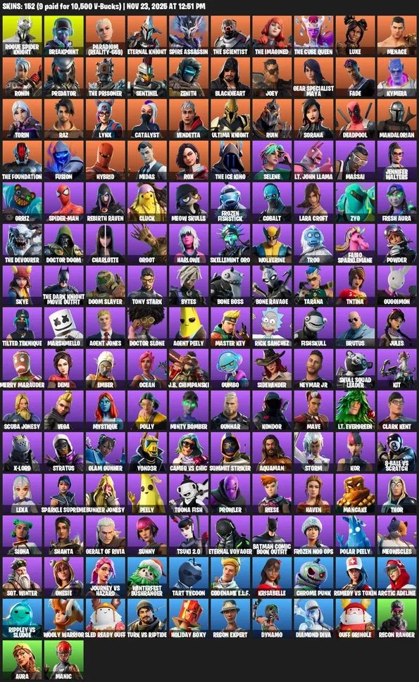 🎨 152 skins | 🌟 Fortnite account