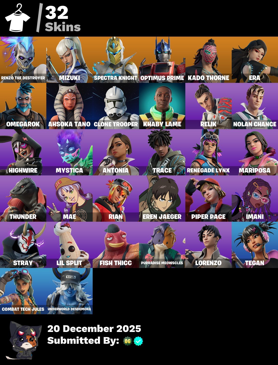 🎨 32 skins | 🌟 Fortnite account