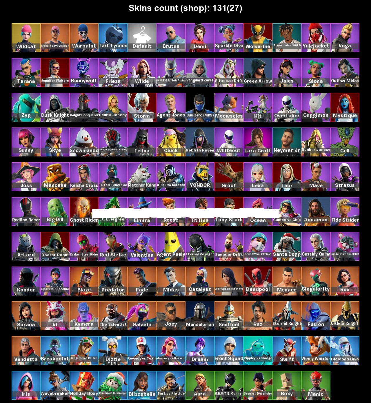 🎨 131 skins | 🌟 Fortnite account