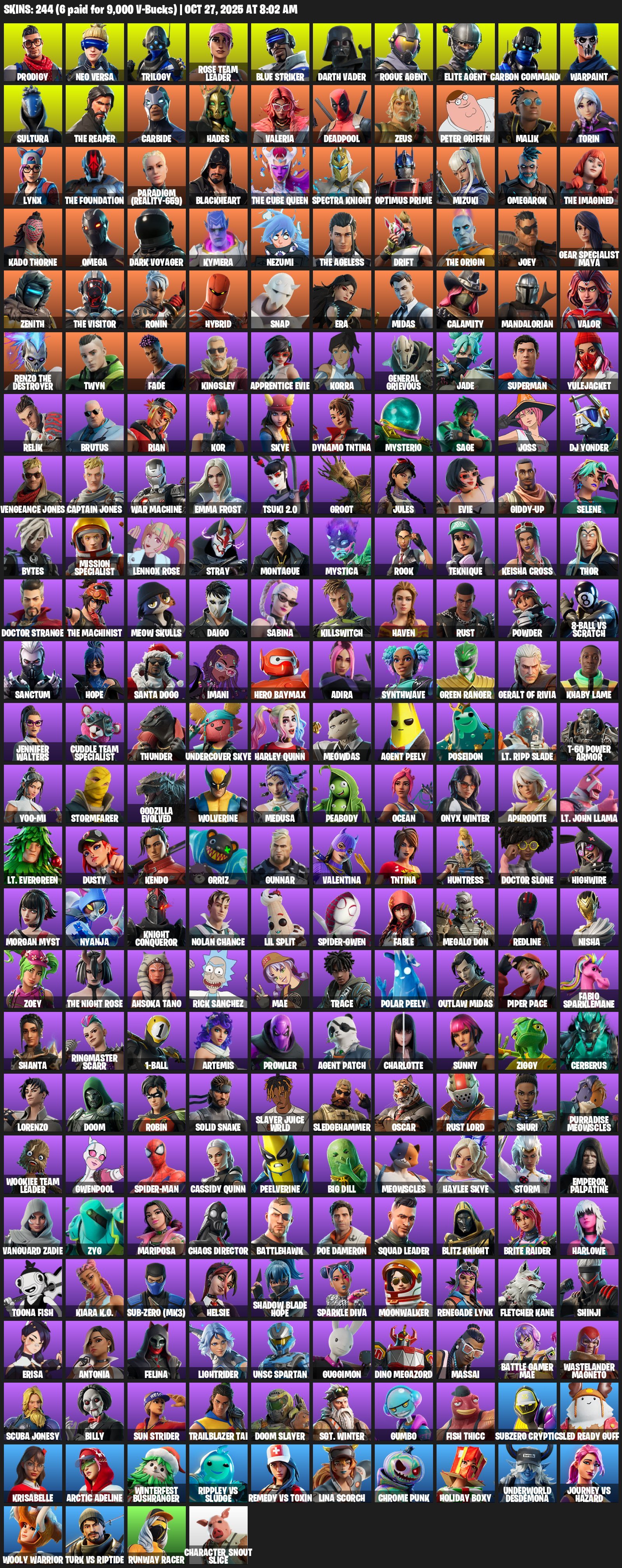 🎨 244 skins | 🌟 Fortnite account