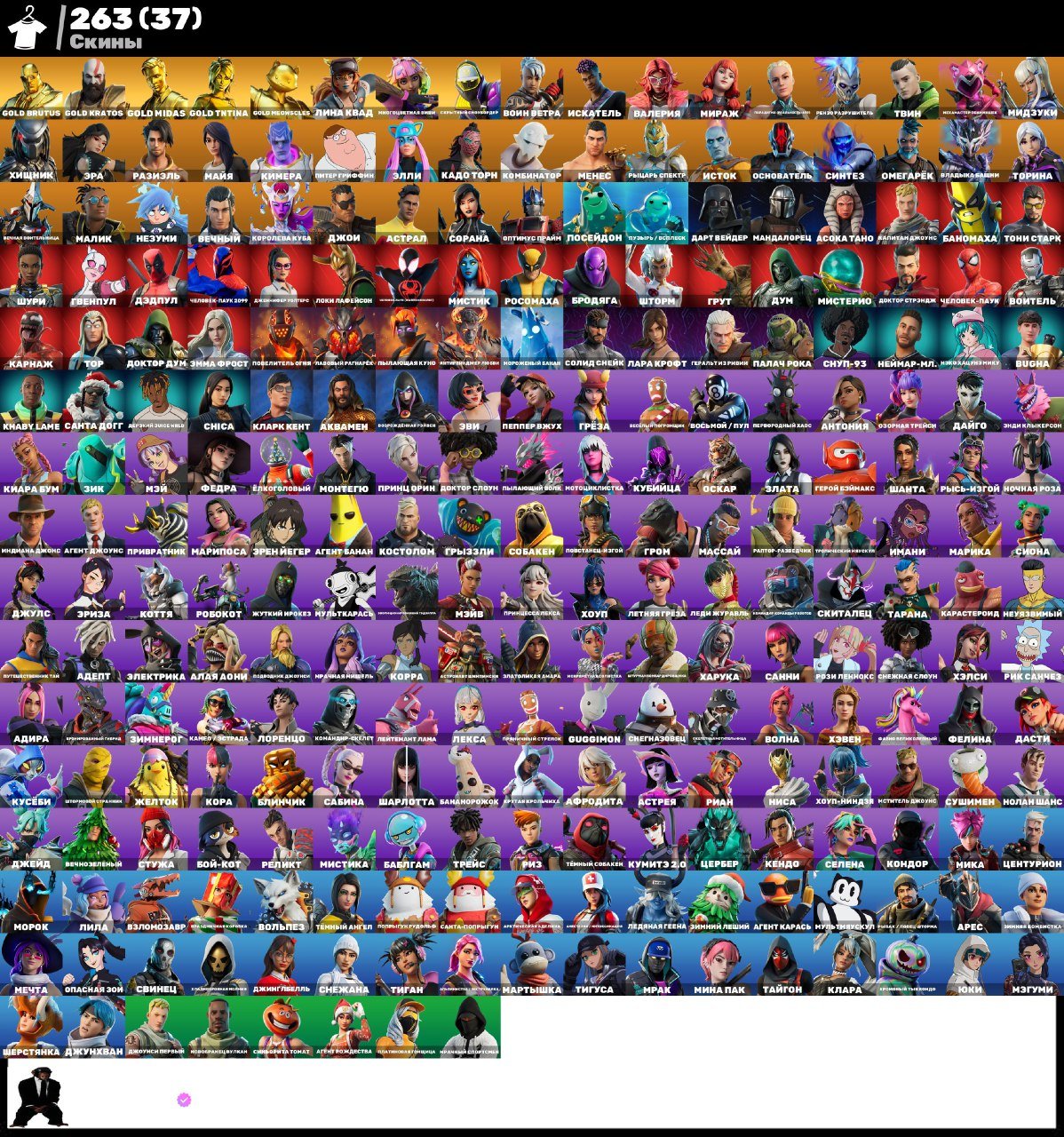 🎨 263 skins | 🌟 Fortnite account