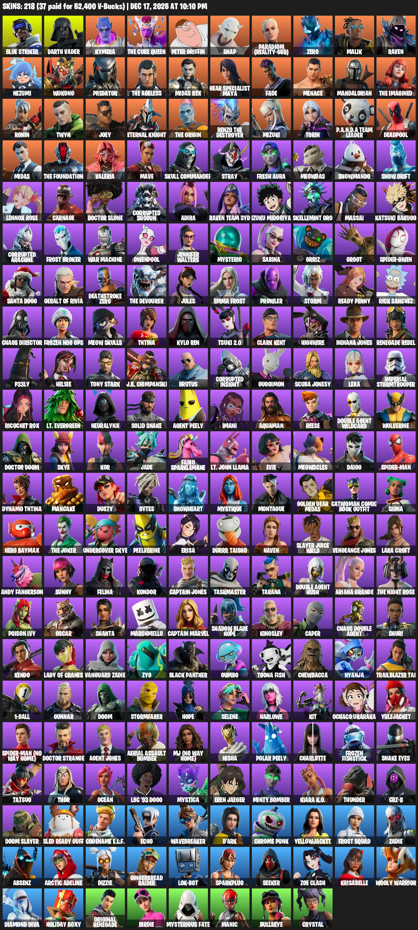 🎨 218 skins | 🌟 Fortnite account