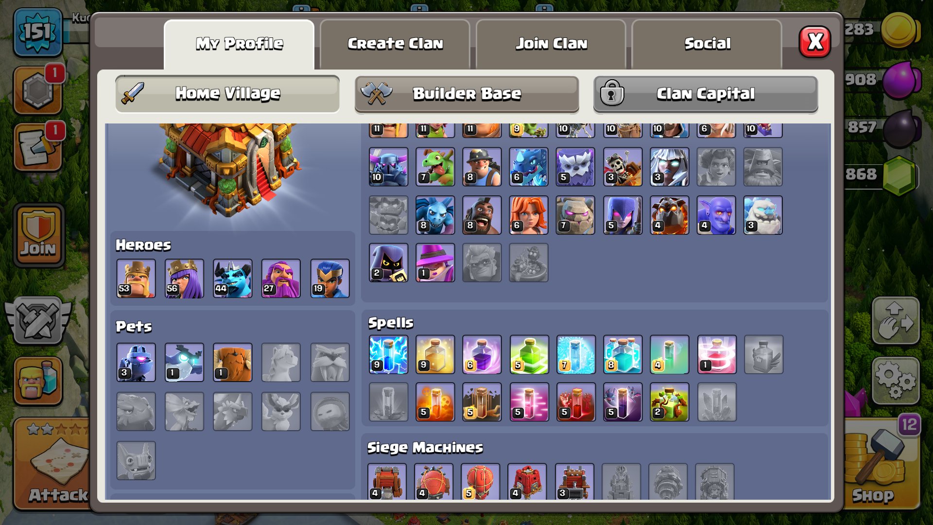 🏰 Clash of Clans акаунт | Ратуша 16 рівня | Рівень 151