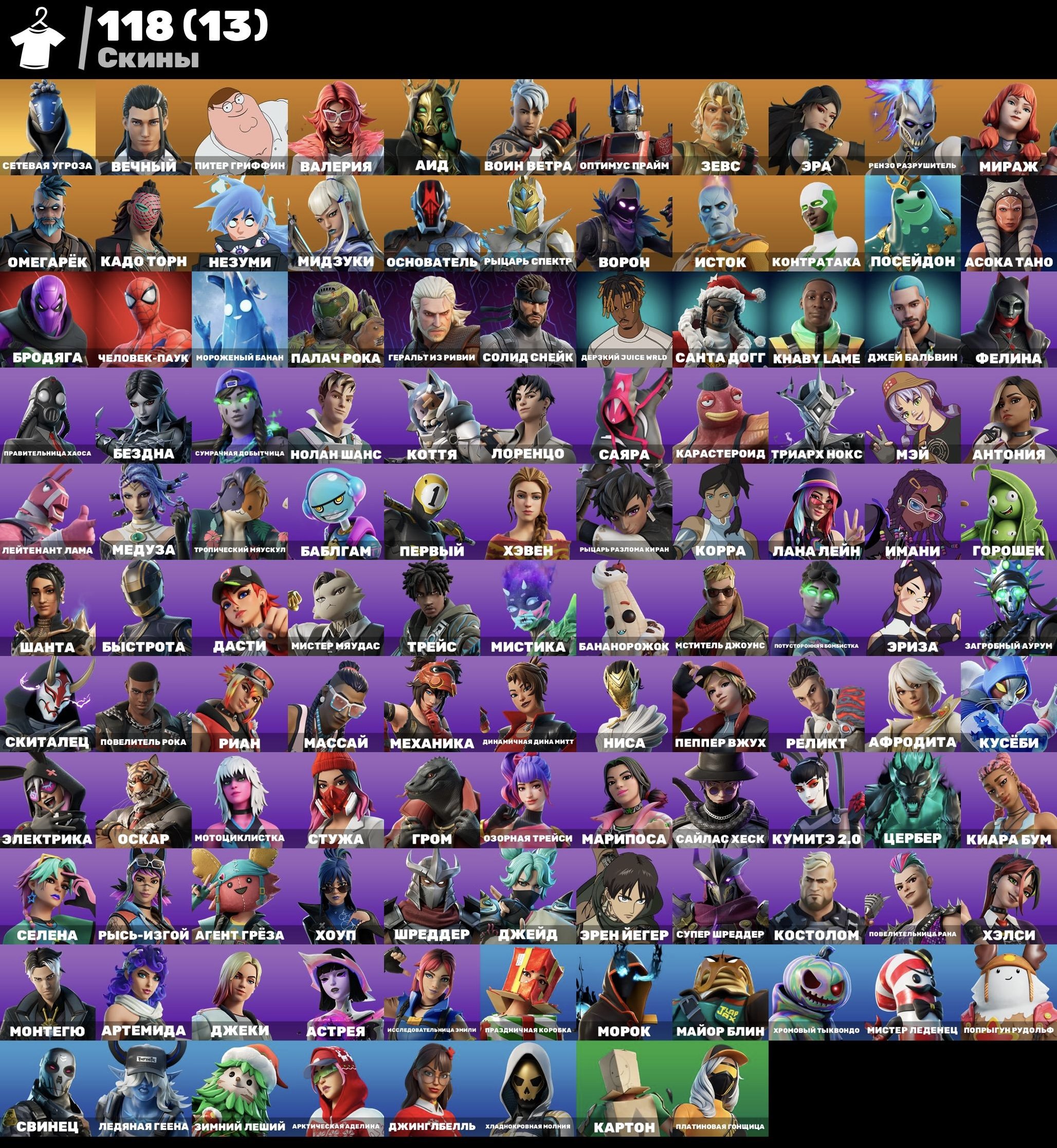 🎨 118 skins | 🌟 Fortnite account