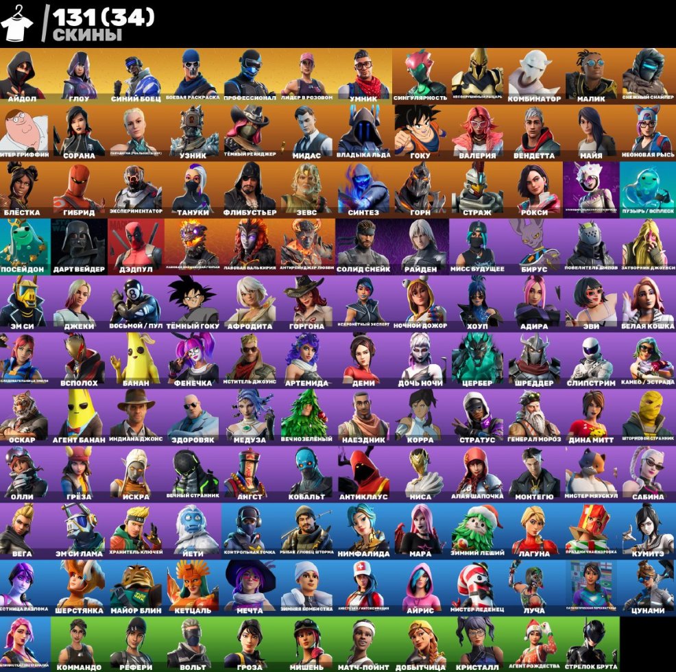 🎨 131 скінів | 🌟 Fortnite акаунт