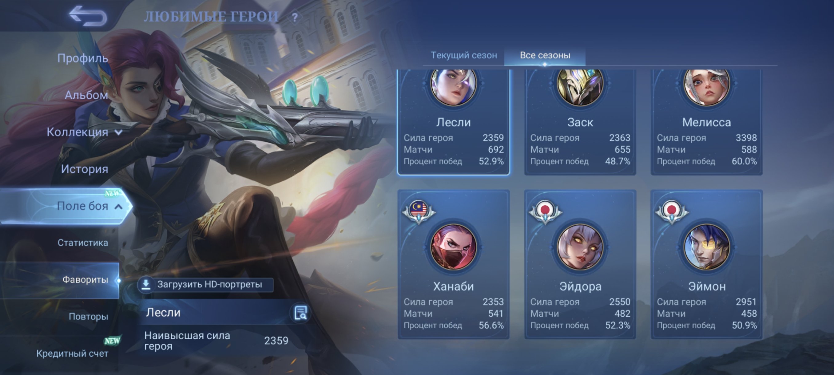 🎮 Mobile Legends account | Legend | 131 heroes | 442 skins