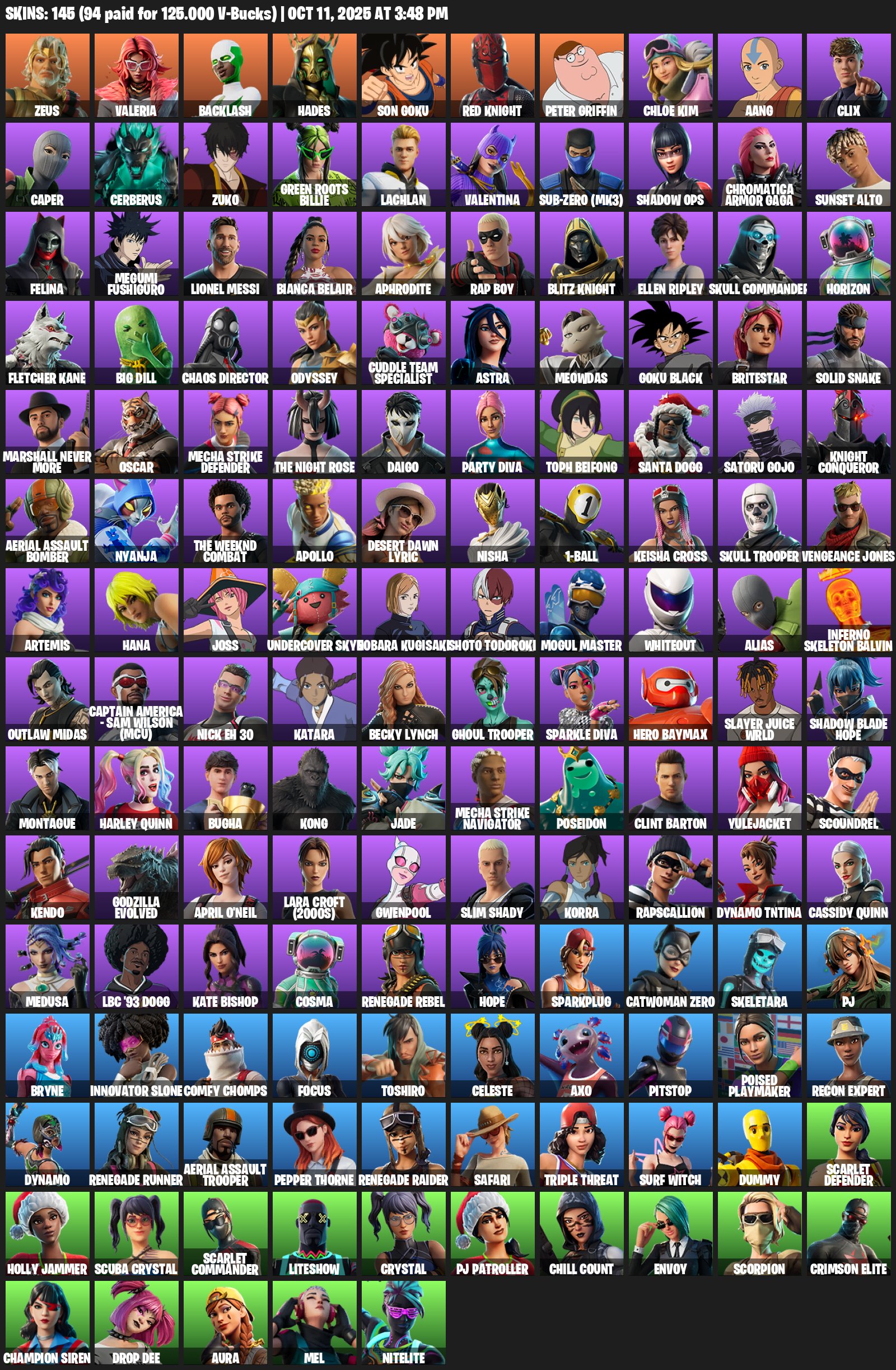 🎨 145 skins | 🌟 Fortnite account