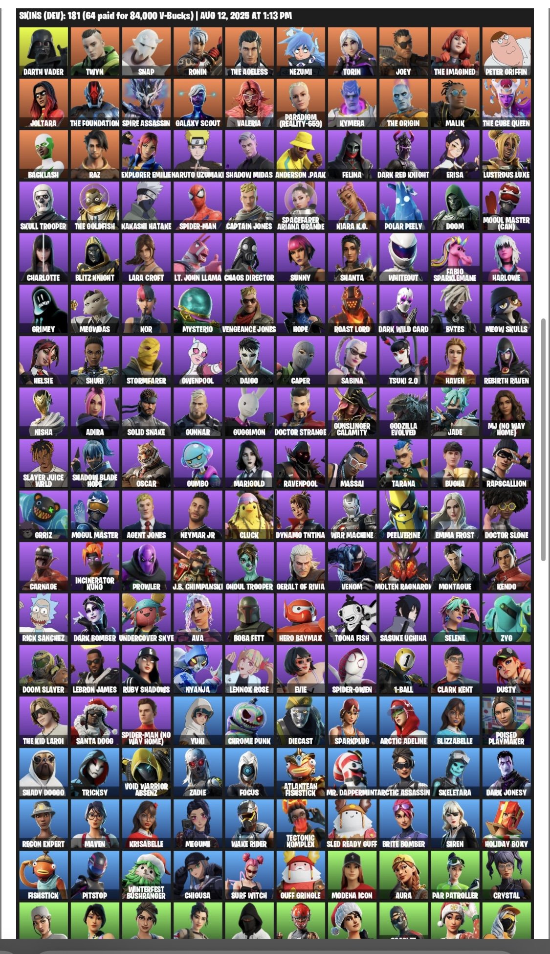 🎨 180 скінів | 🌟 Fortnite акаунт