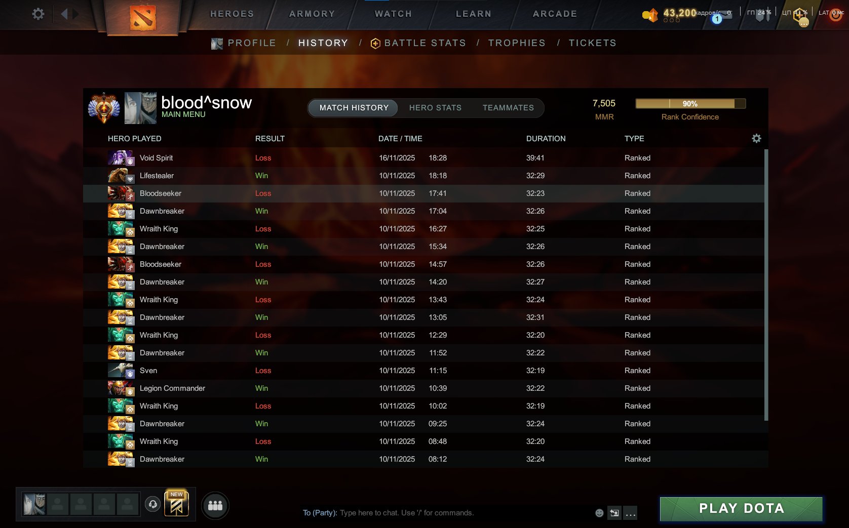 🏅 MMR 7505 | 🕒 190 hours | 🛡 12000