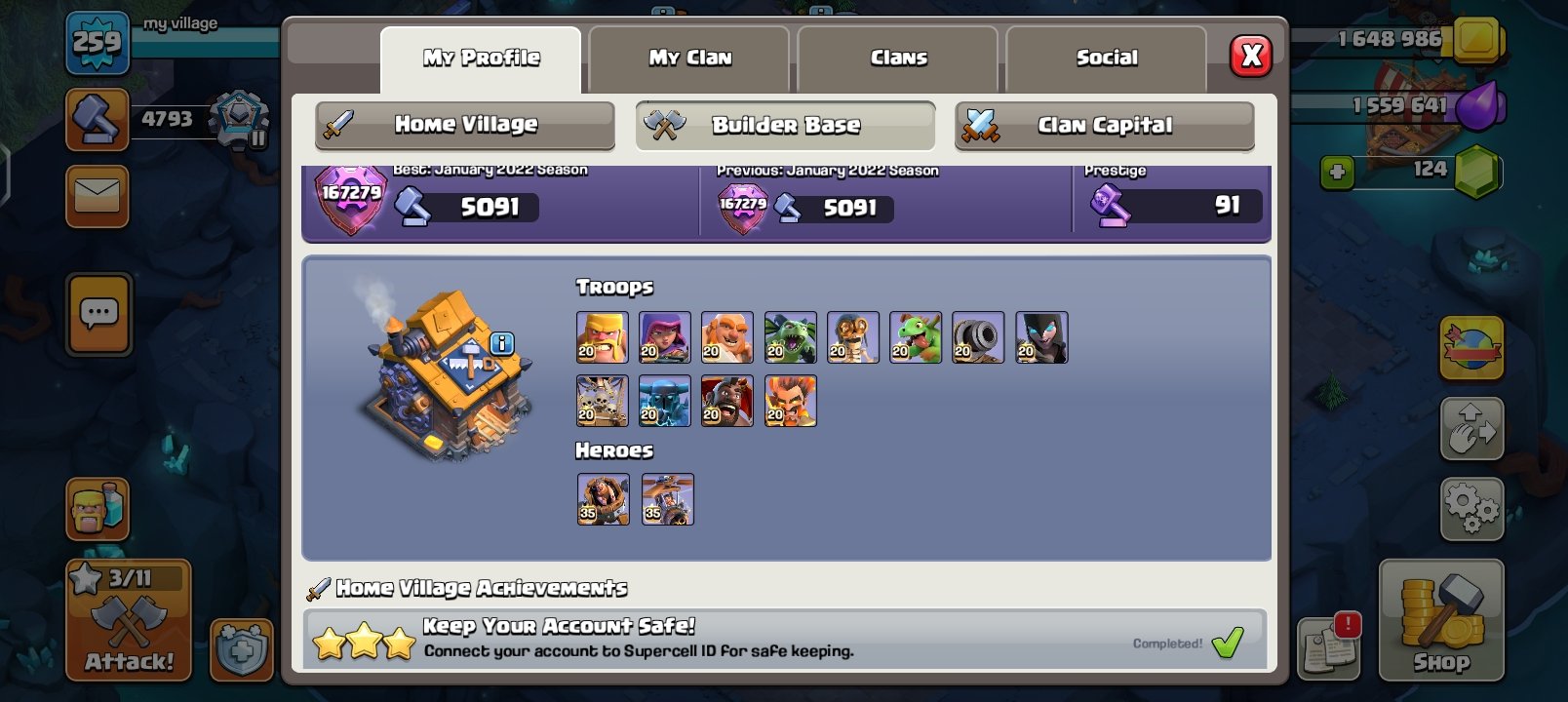 🏰 Clash of Clans акаунт | 17 ратуша | Рівень 260