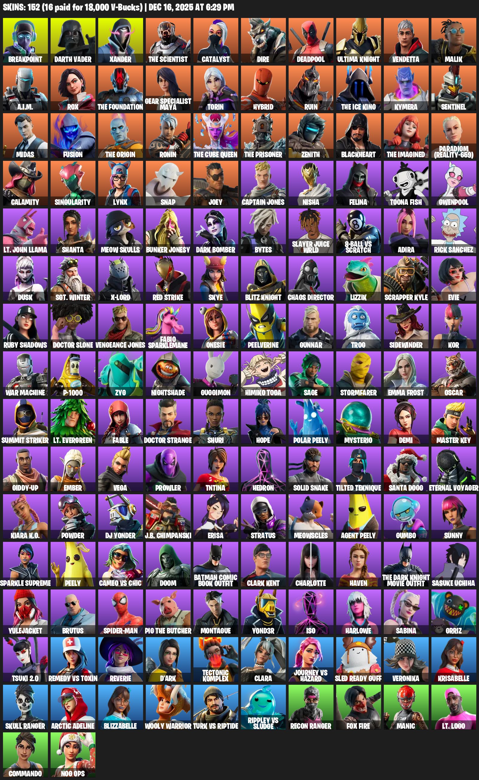 🎨 152 skins | 🌟 Fortnite account