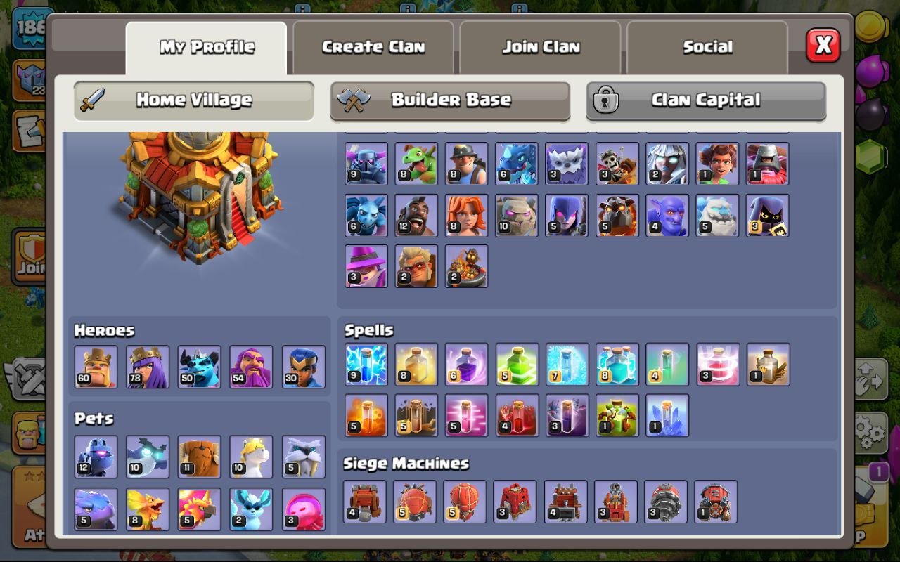 🏰 Clash of Clans акаунт | Ратуша 16 рівень | Рівень 186