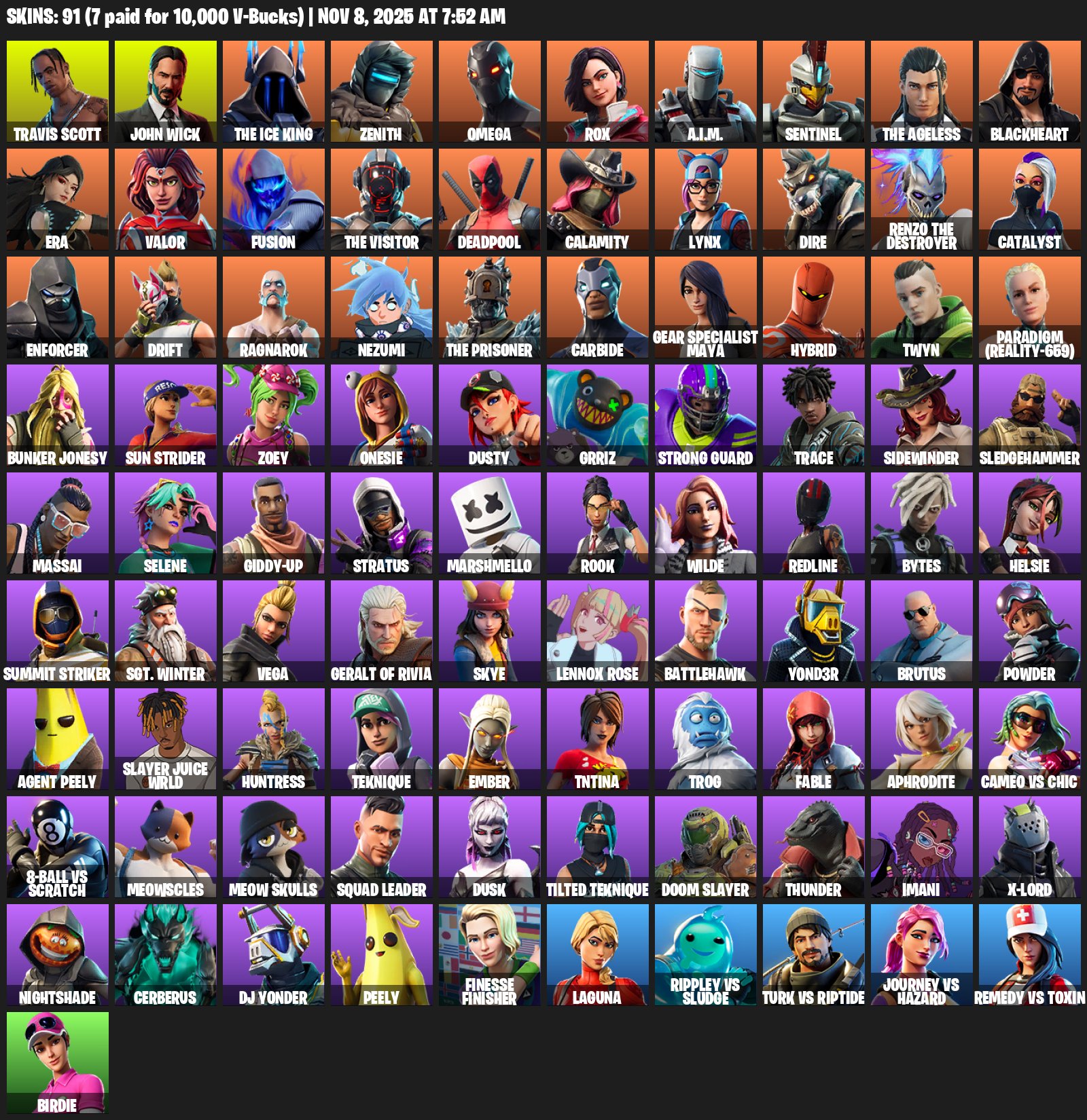 🎨 91 skins | 🌟 Fortnite account