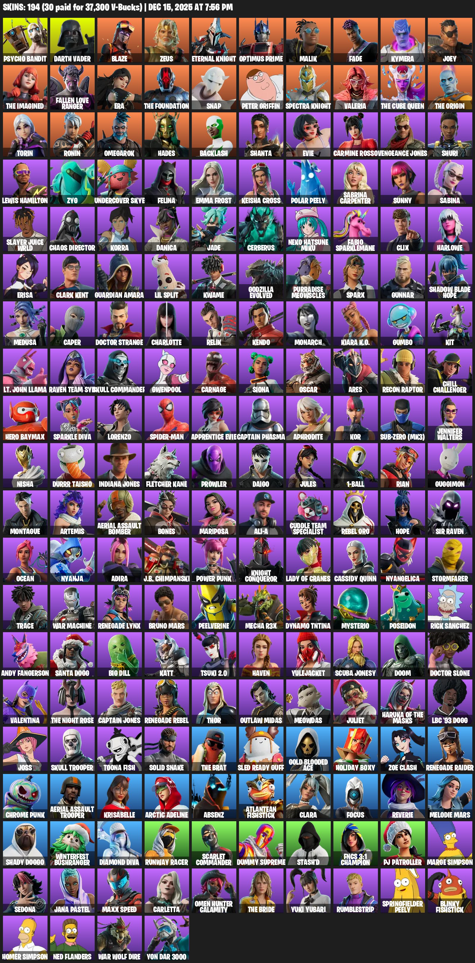 🎨 194 skins | 🌟 Fortnite account