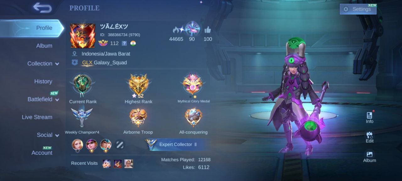 🎮 Mobile Legends аккаунт | Мифический | 127 героев | 197 обликов