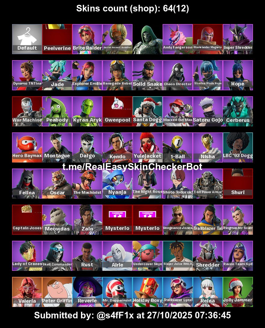 🎨 64 skins | 🌟 Fortnite account