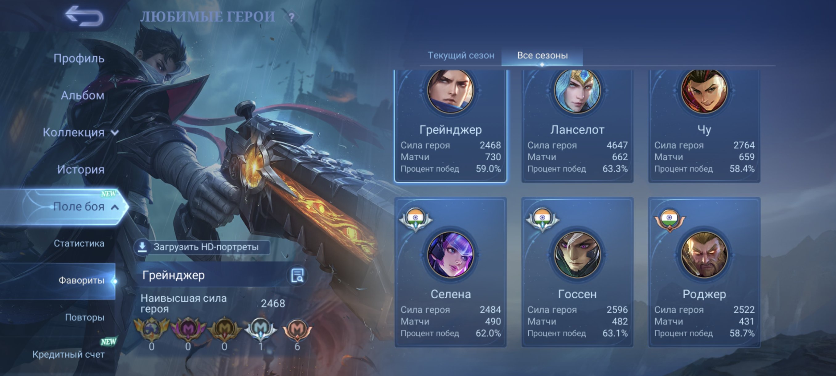 🎮 Mobile Legends аккаунт | Мифический | 131 героев | 372 обликов