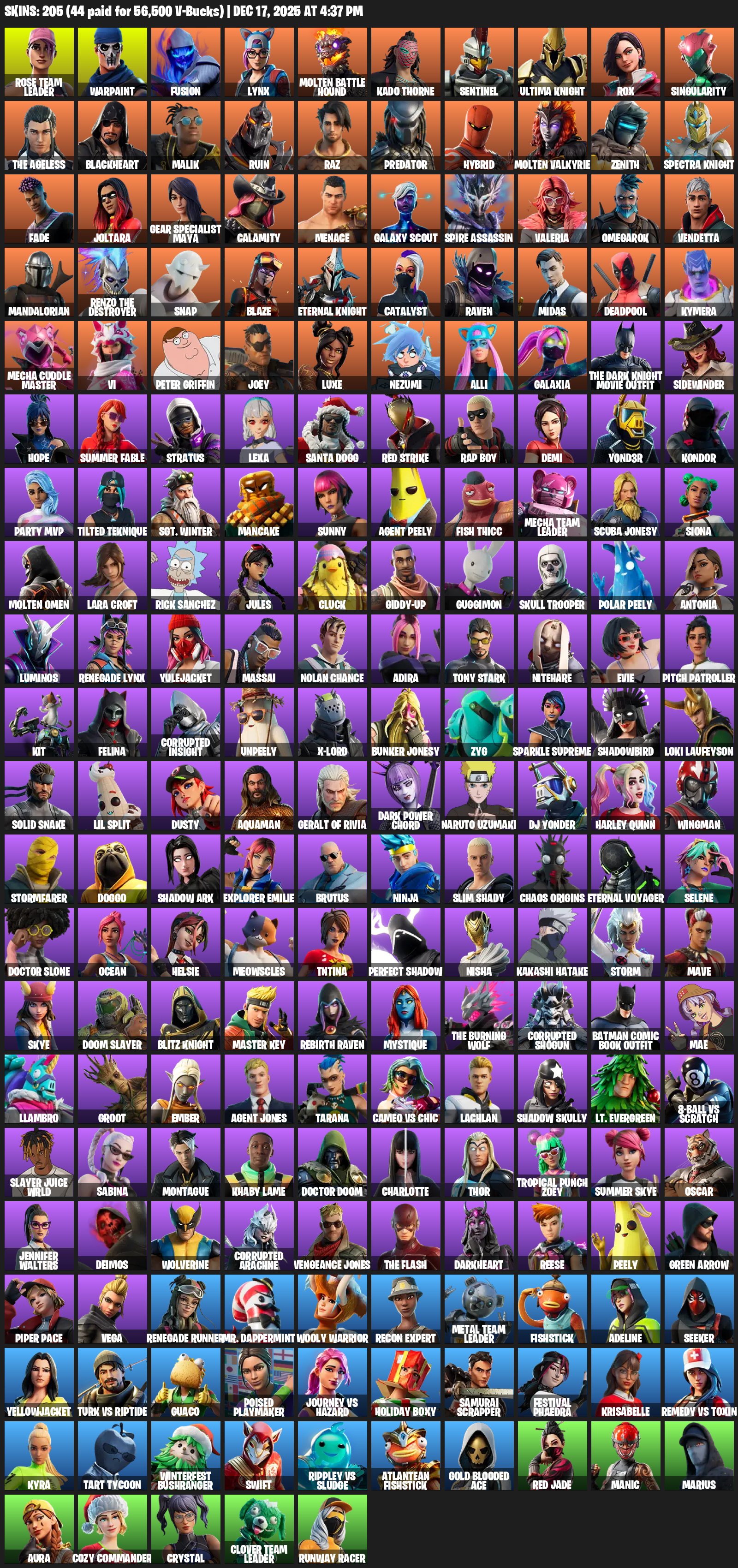 🎨 205 skins | 🌟 Fortnite account