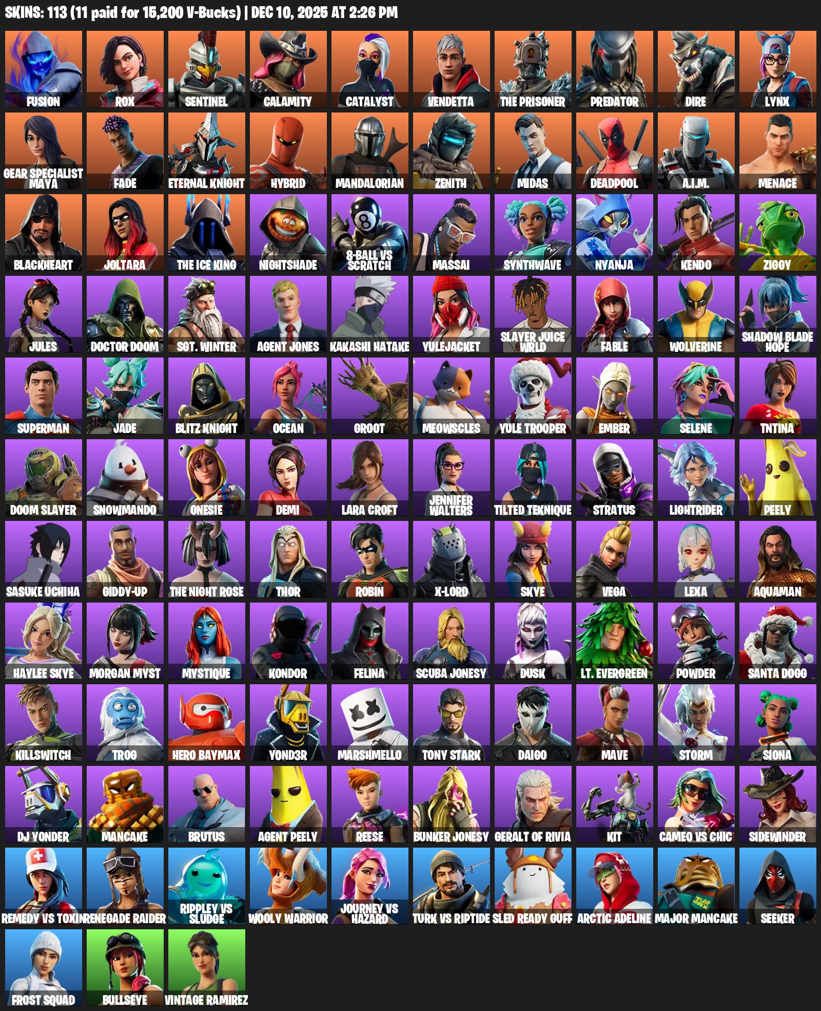 🎨 113 skins | 🌟 Fortnite account