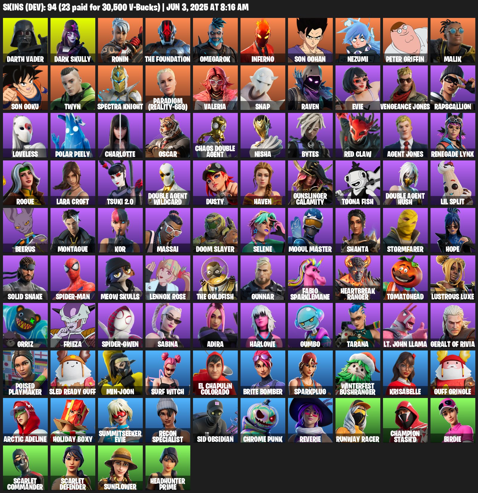 🎨 94 skins | 🌟 Fortnite account