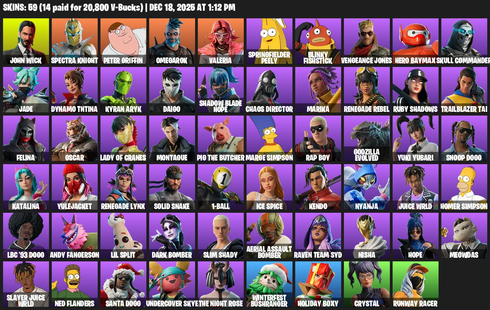 🎨 59 скинов | 🌟 Fortnite аккаунт