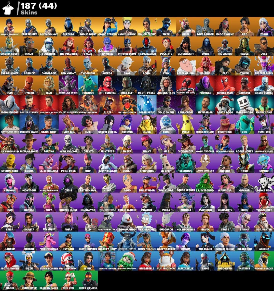 🎨 187 skins | 🌟 Fortnite account