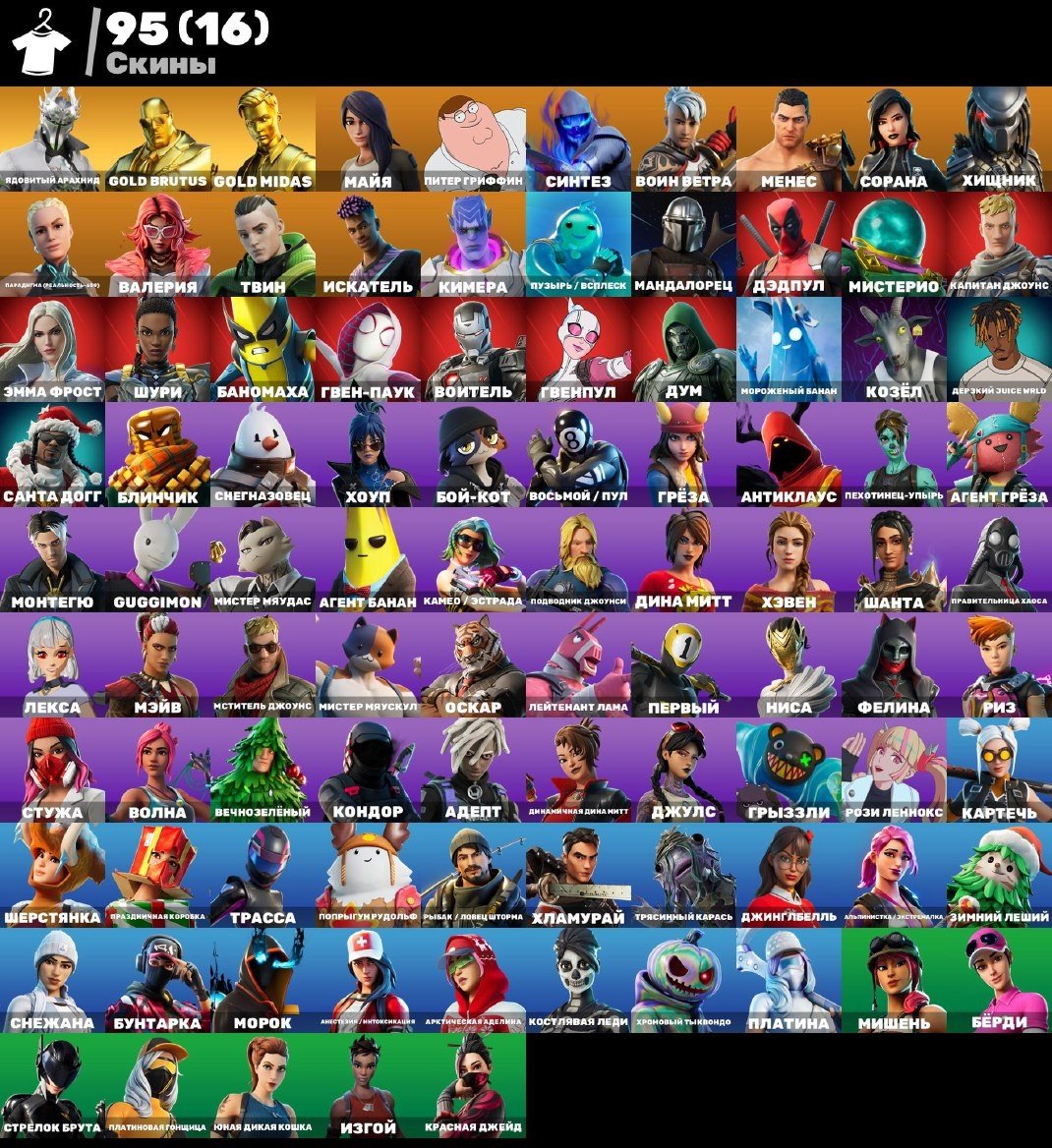 Diverse Fortnite Collection with 95 Unique Skins on PC 🎭🖥