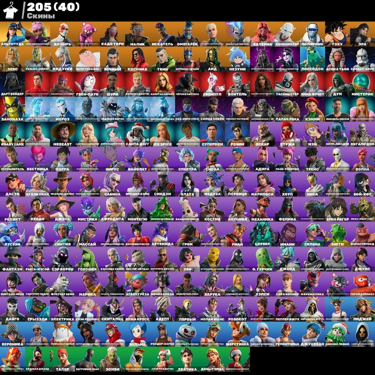 Diverse Fortnite Collection with 206 Unique Skins 🎭🖥