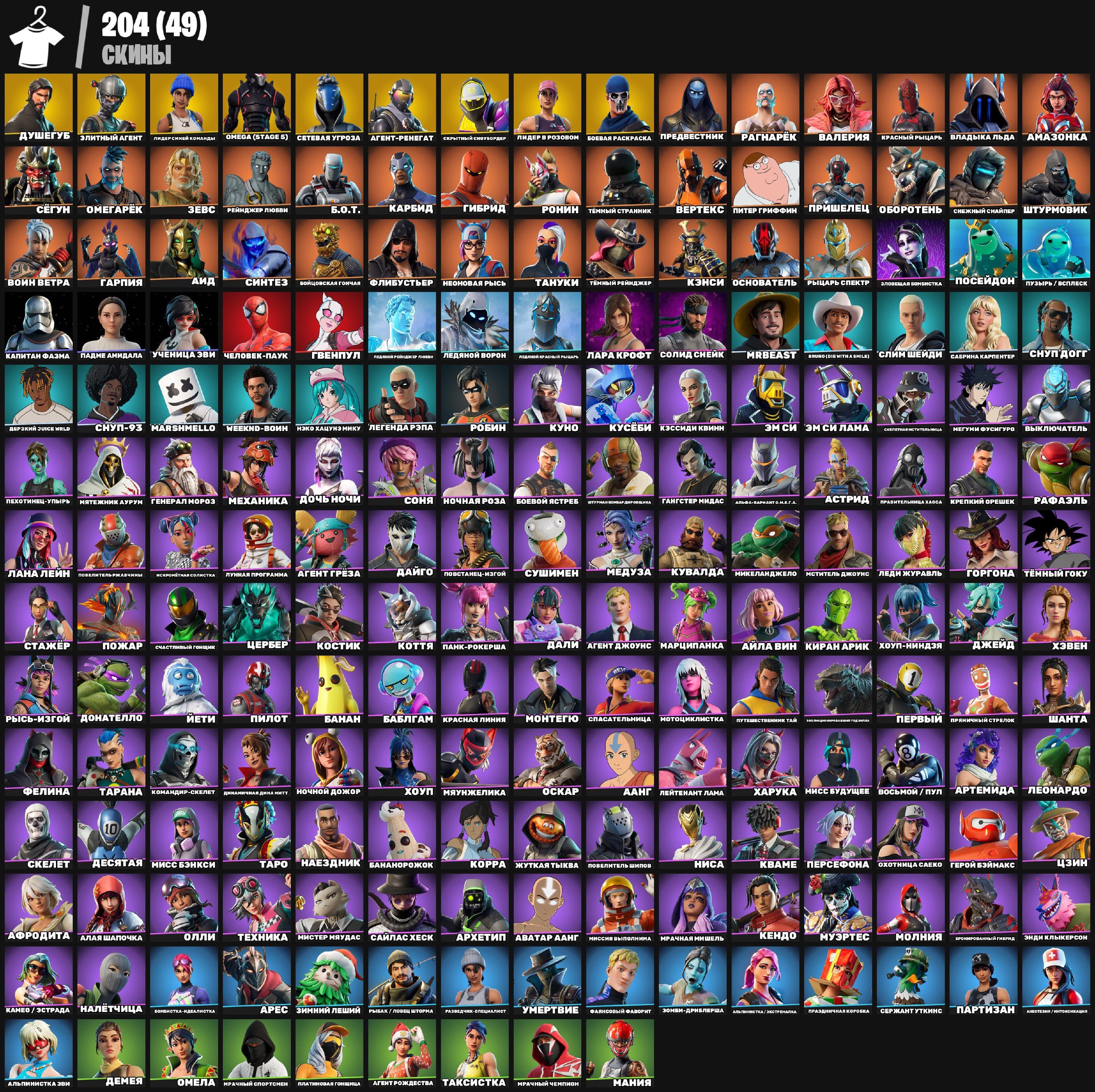 Diverse Fortnite Collection with 204 Unique Skins 🎭🖥