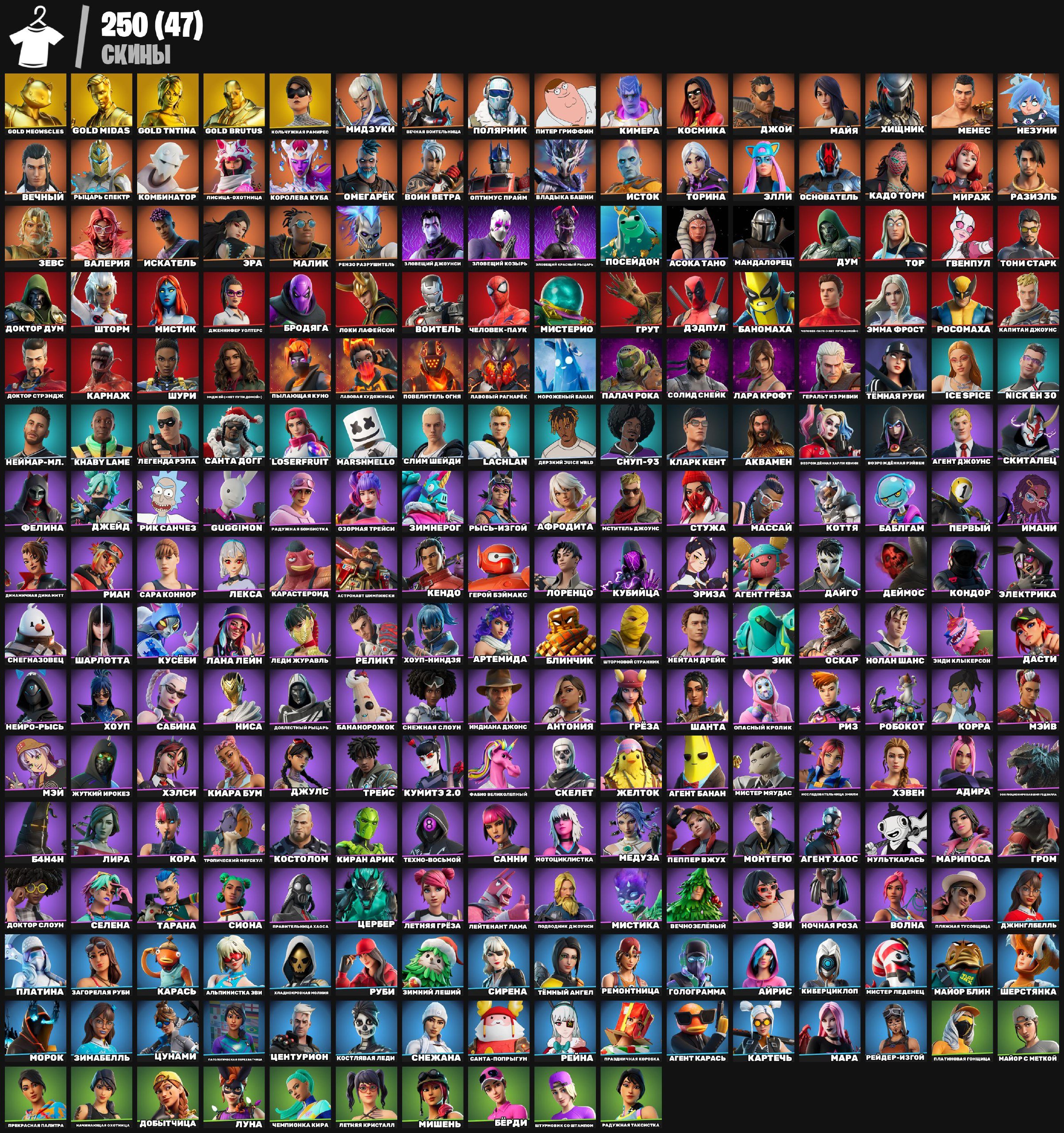 Extensive Fortnite Collection with 250 Unique Skins 🎭🖥