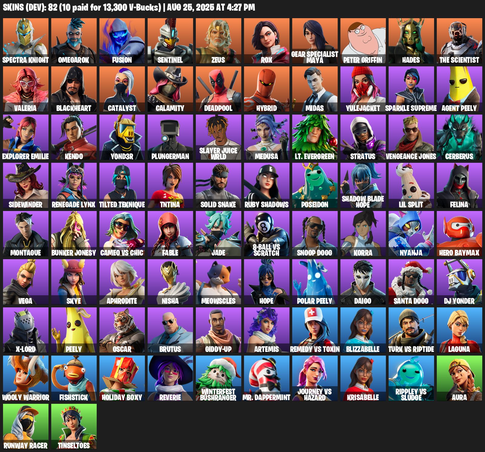 Epic Battle Royale Collection with 82 Unique Skins 🎭🖥