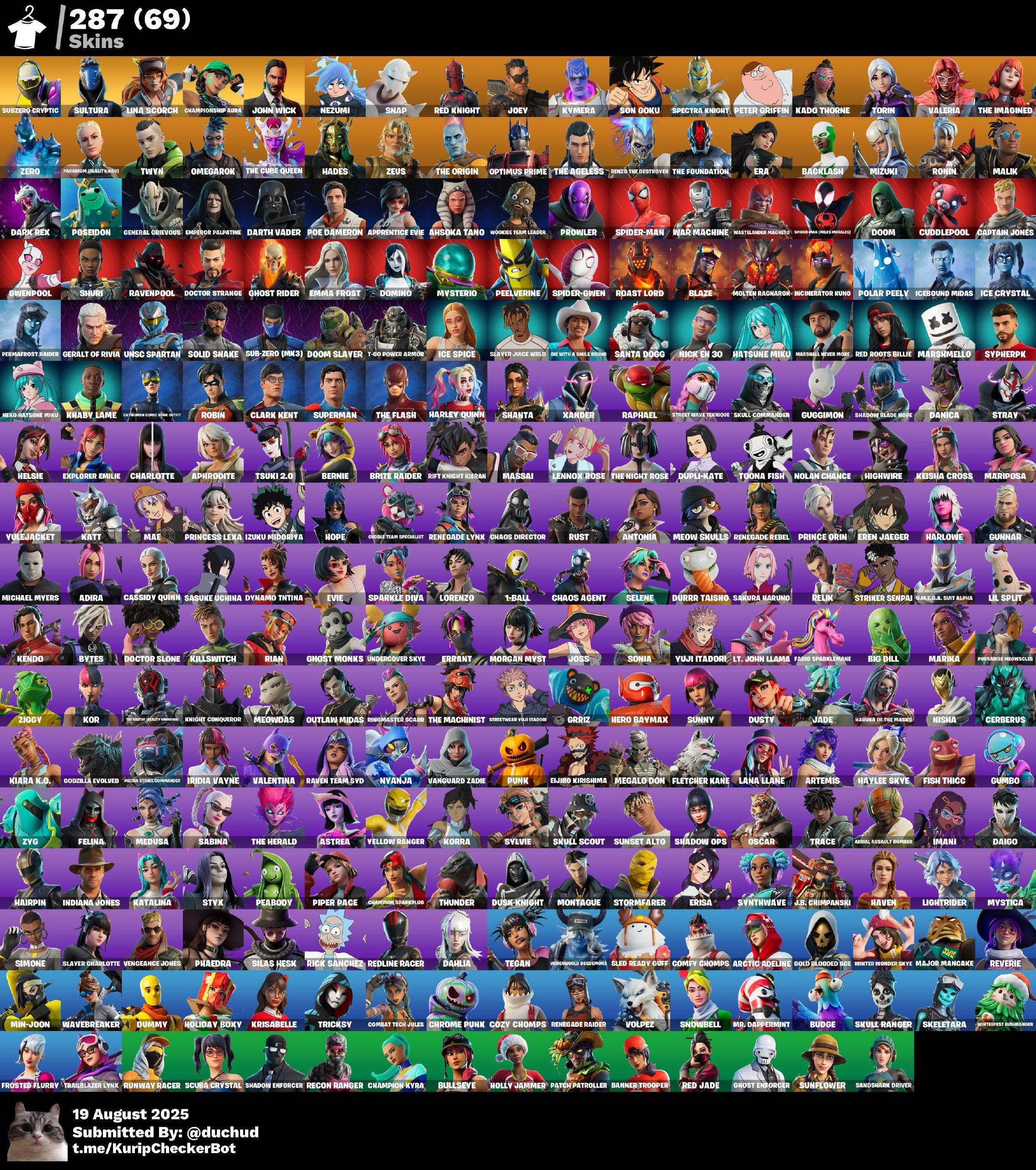 🎨 287 skins | 🌟 Fortnite account