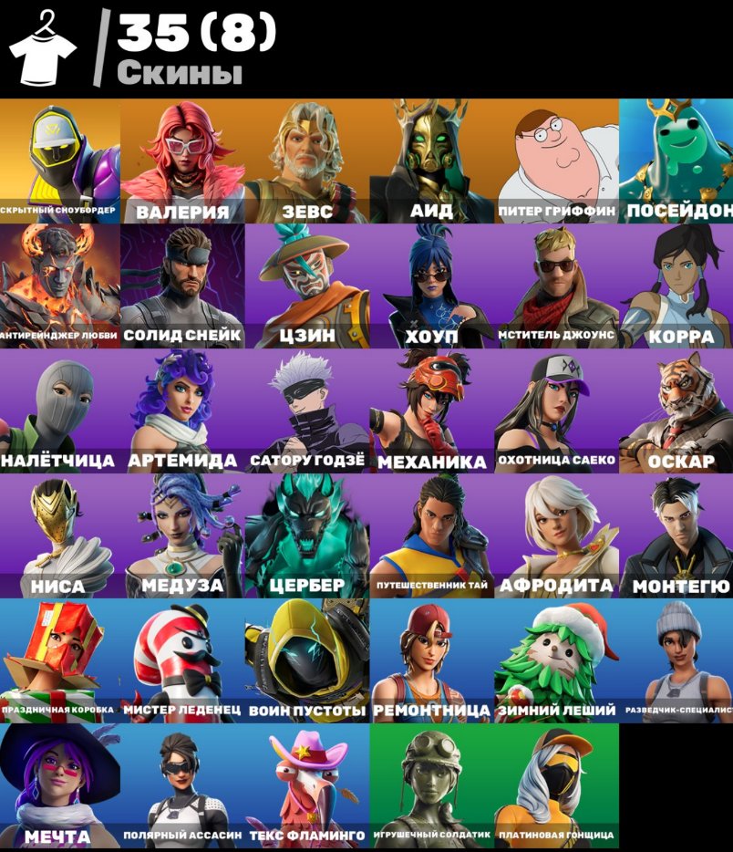 Diverse Fortnite Collection with 35 Unique Skins 🎭🖥