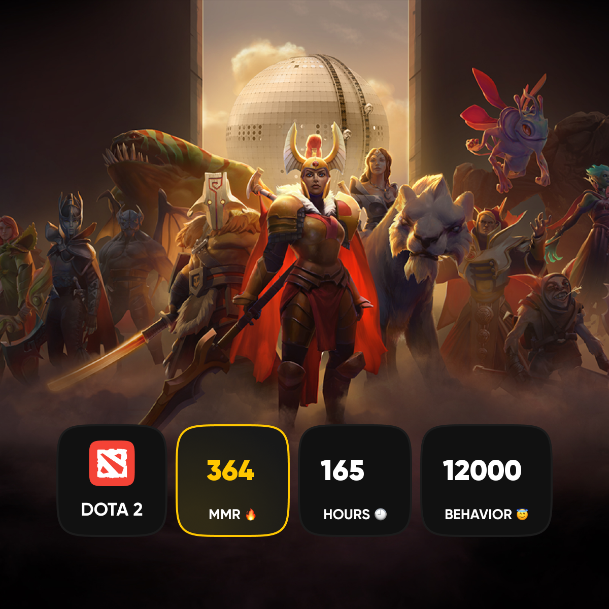 🏅 MMR 364 | 🕒 165 hours | 🛡 12000
