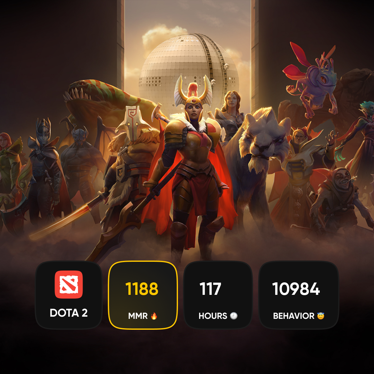 Rated Dota 2 Account with 117 Hours and 1188 MMR